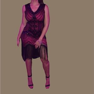 Fuchsia & Black Great Gatsby Dress